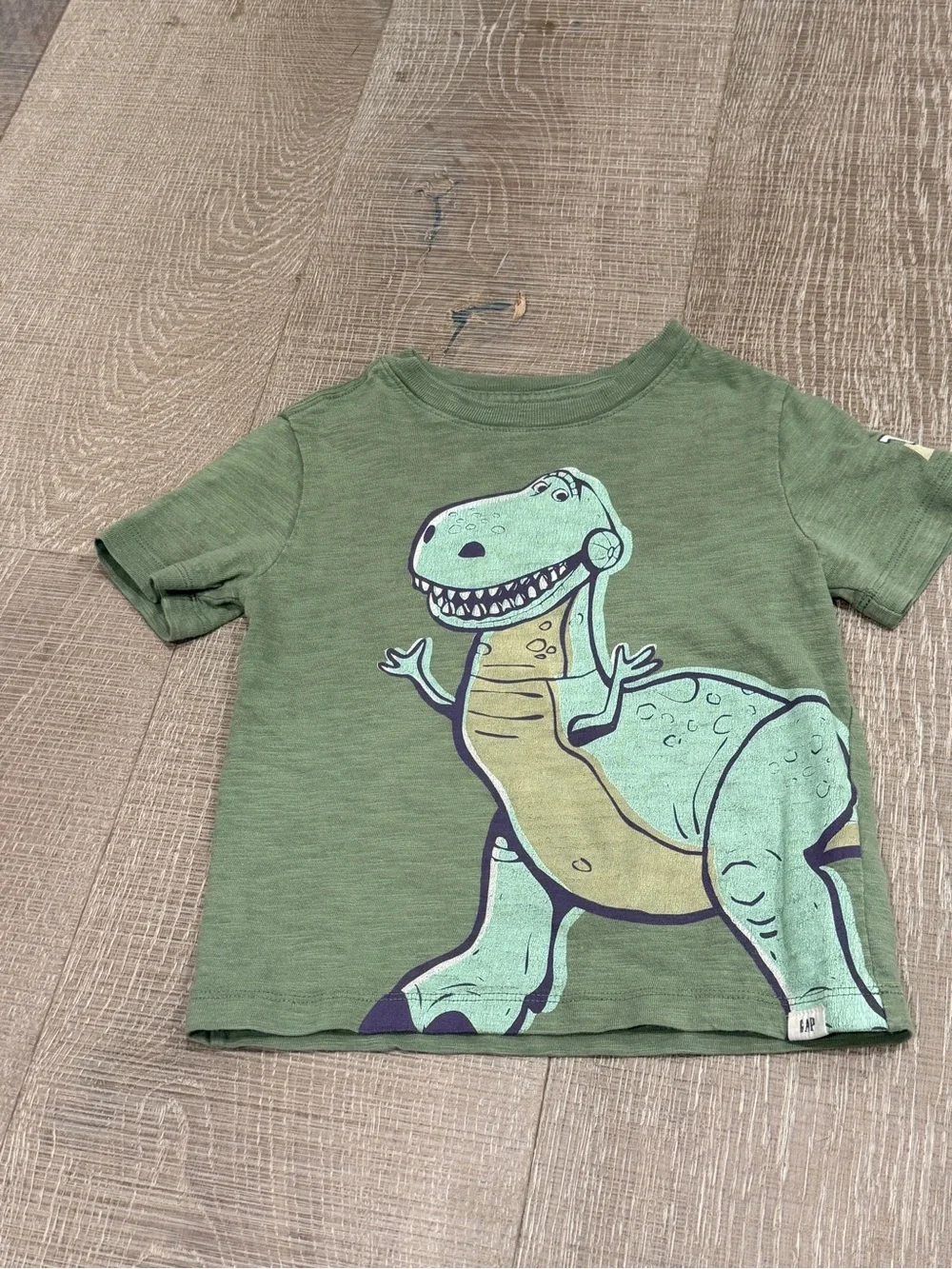 GAP/Pixar 3T Short Sleeve Tees - Green Dino & White Buzz Lightyear Prints